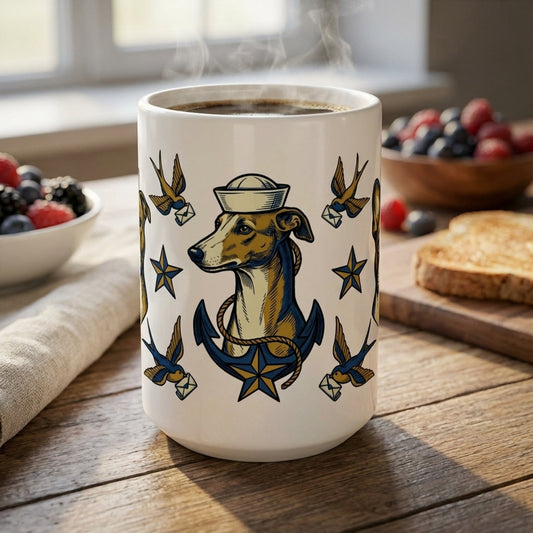 Tattoo Flash Pups - Sailor Pups 15oz Mug