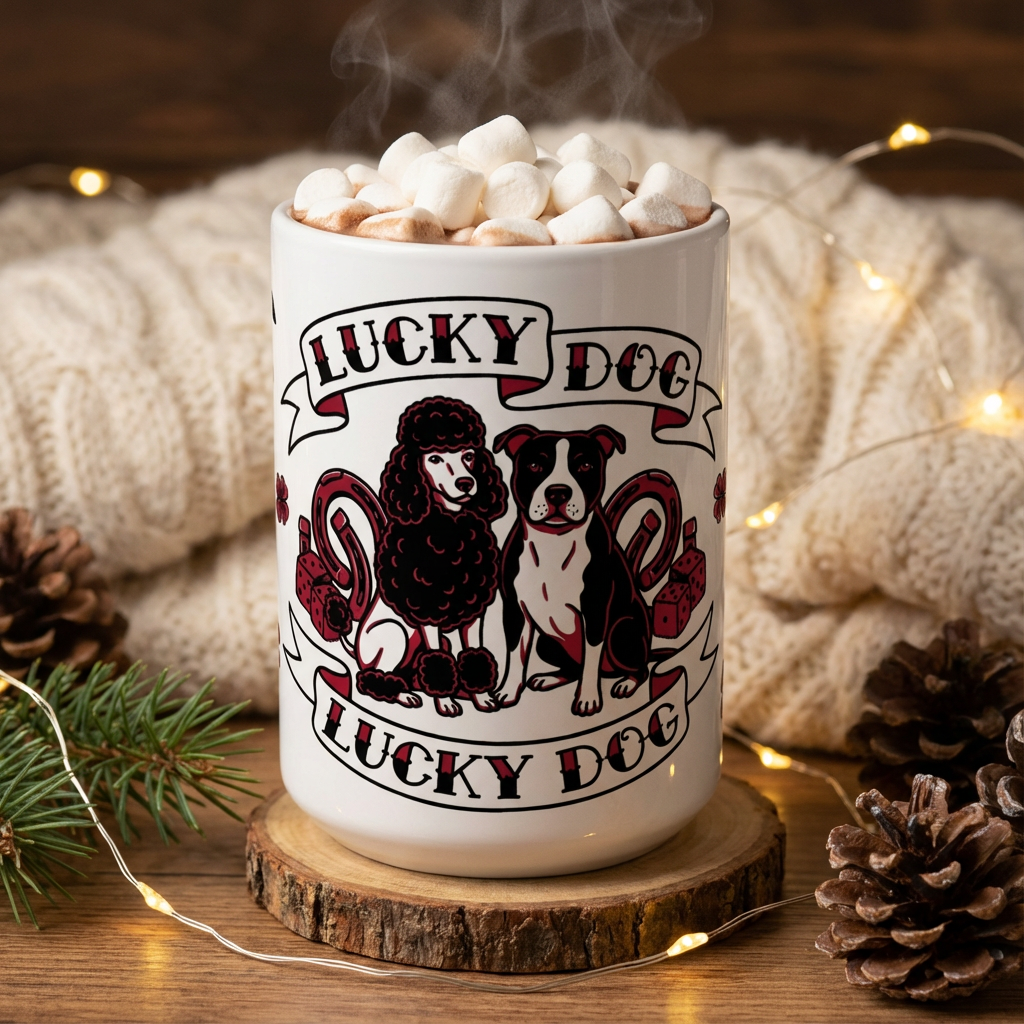 Tattoo Parlor Pups - Feeling Lucky 15oz Mug