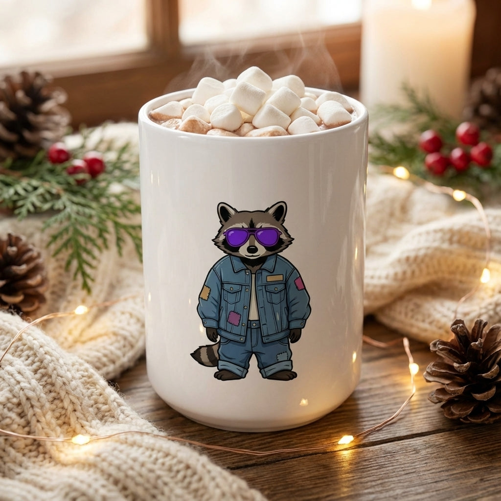 Thrift Haul Raccoons - Denim Tuxedo - 15oz Mug