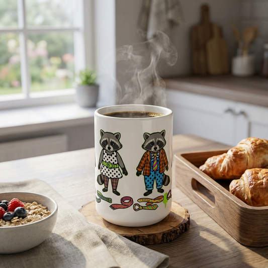 Thrift Haul Raccoons - Pattern Clash - 15oz Mug