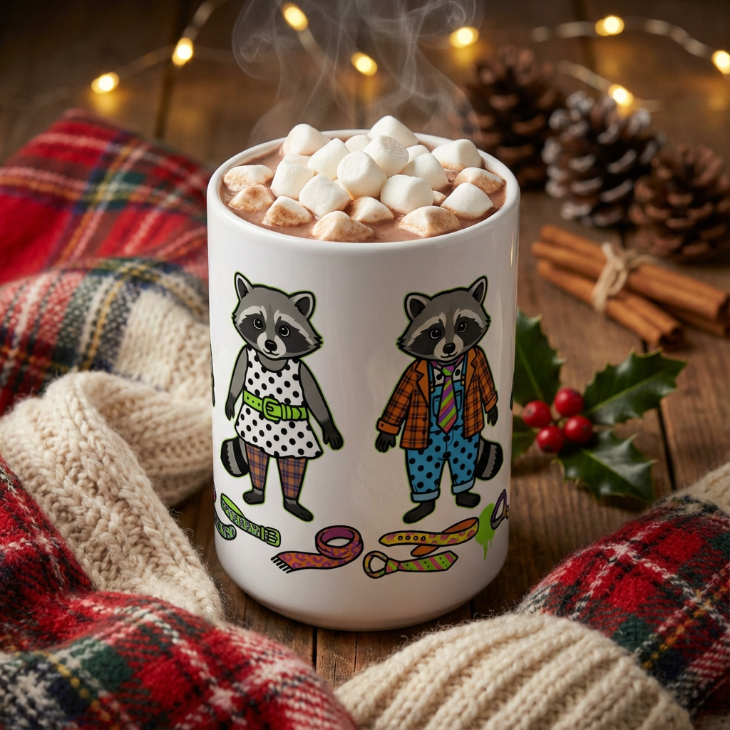 Thrift Haul Raccoons - Pattern Clash - 15oz Mug