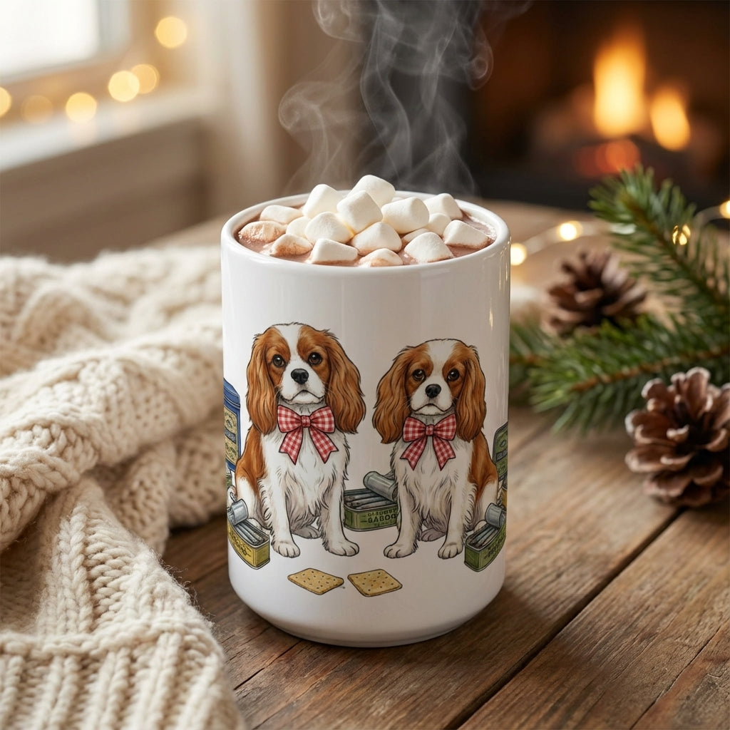 Tinned Fish Pups - Gingham Spaniel Picnic 15oz Mug