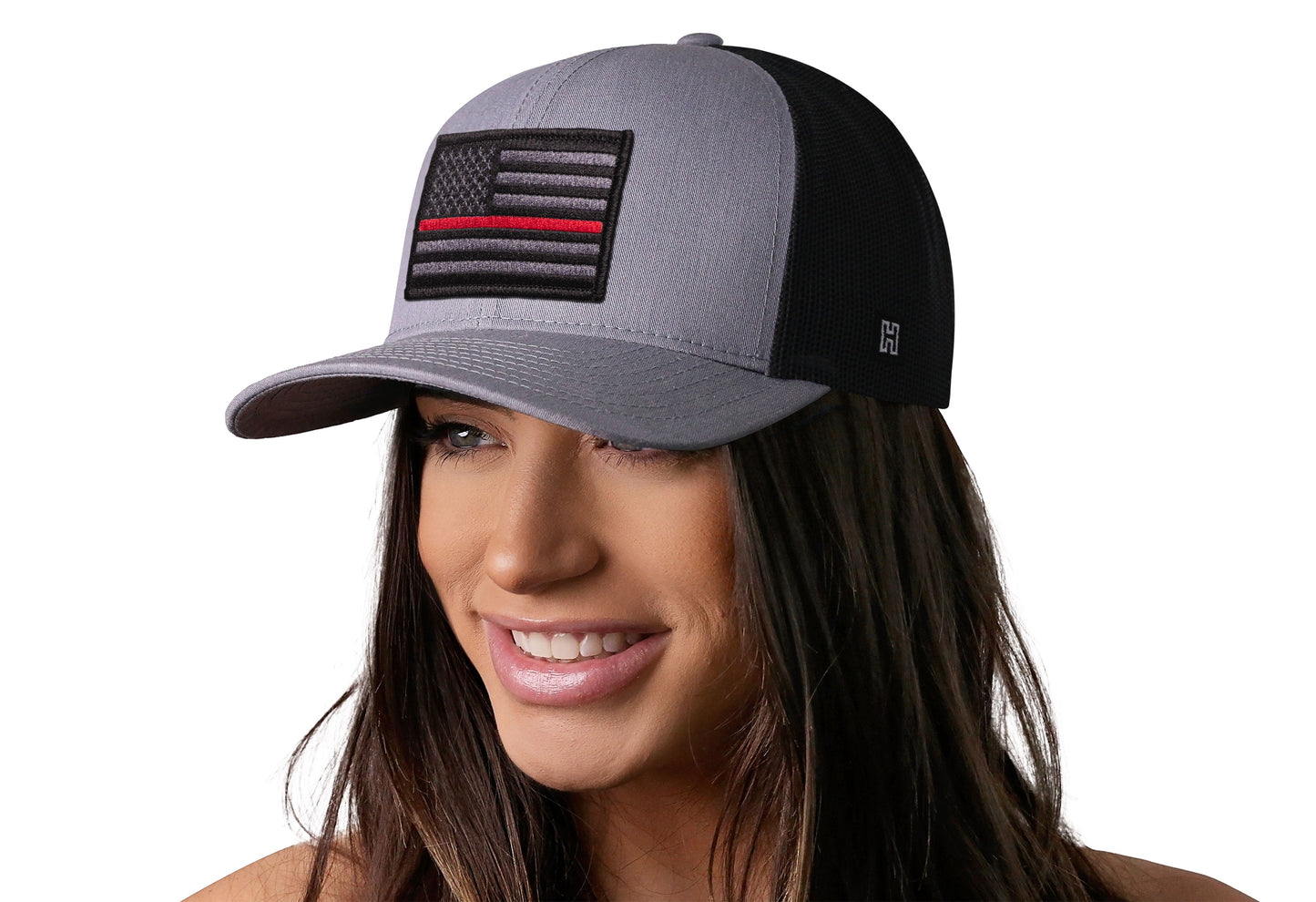 Thin Red Line Trucker Hat | Gray-Black Fire Tactical Snapback