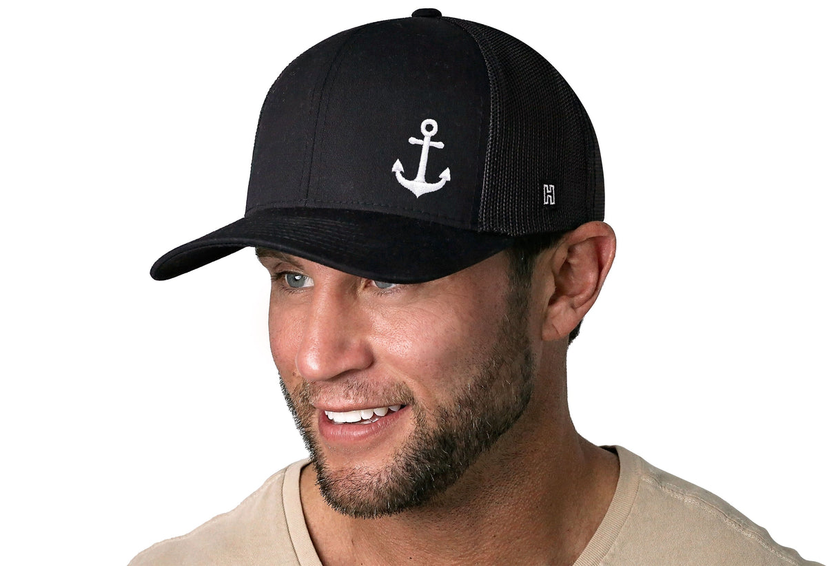 Anchor Trucker Hat | Black Boating Snapback