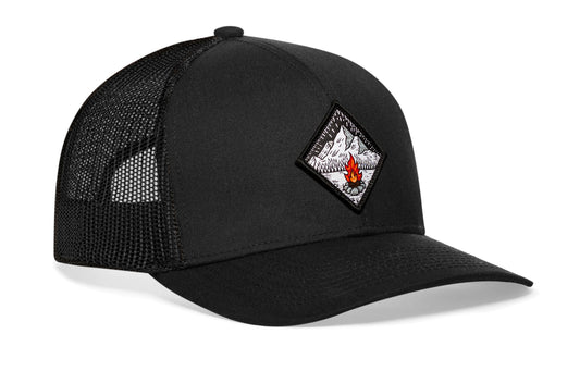 Campfire Trucker Hat | Black Outdoors Snapback