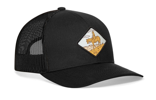 Horse & Cowboy Trucker Hat | Black Diamond Snapback