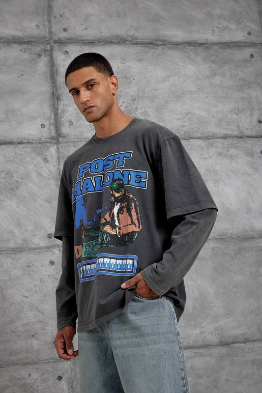Unisex "Post Malone" Graphic T-Shirt – Layered Oversized Pullover