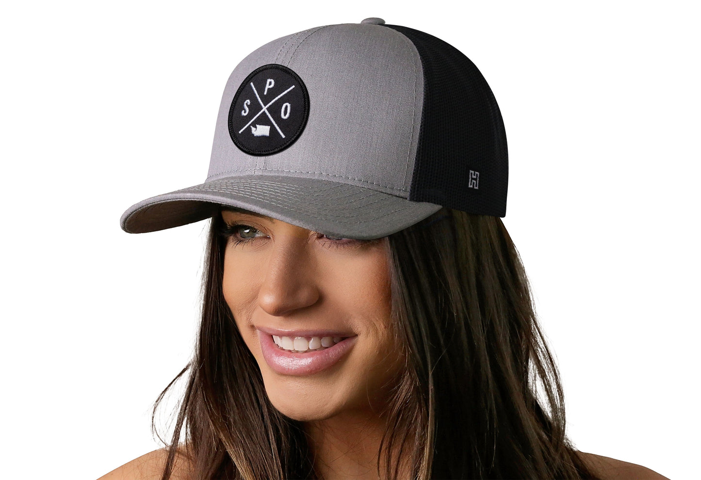 Spokane Trucker Hat | Gray Black SPO Snapback