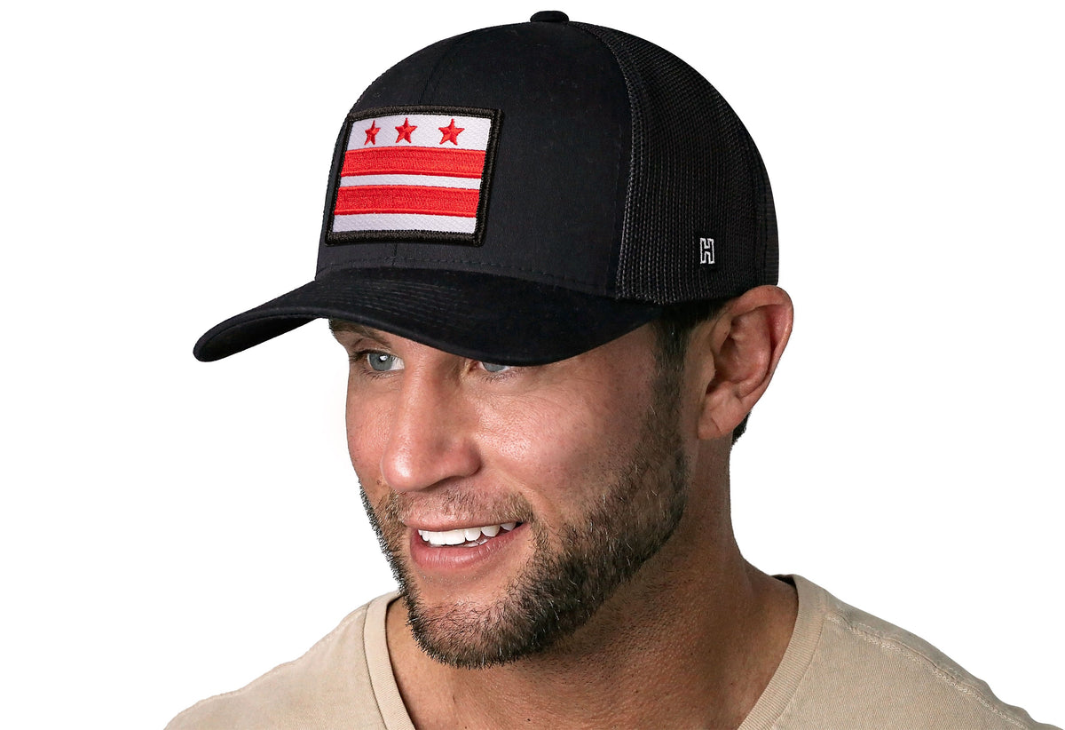 Washington DC Flag Trucker Hat | Black Snapback