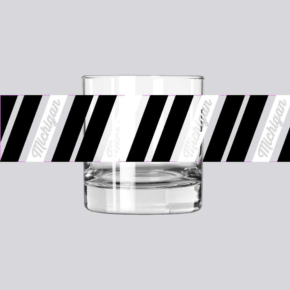 Whiskey Rocks Glass - Michigan Stripes