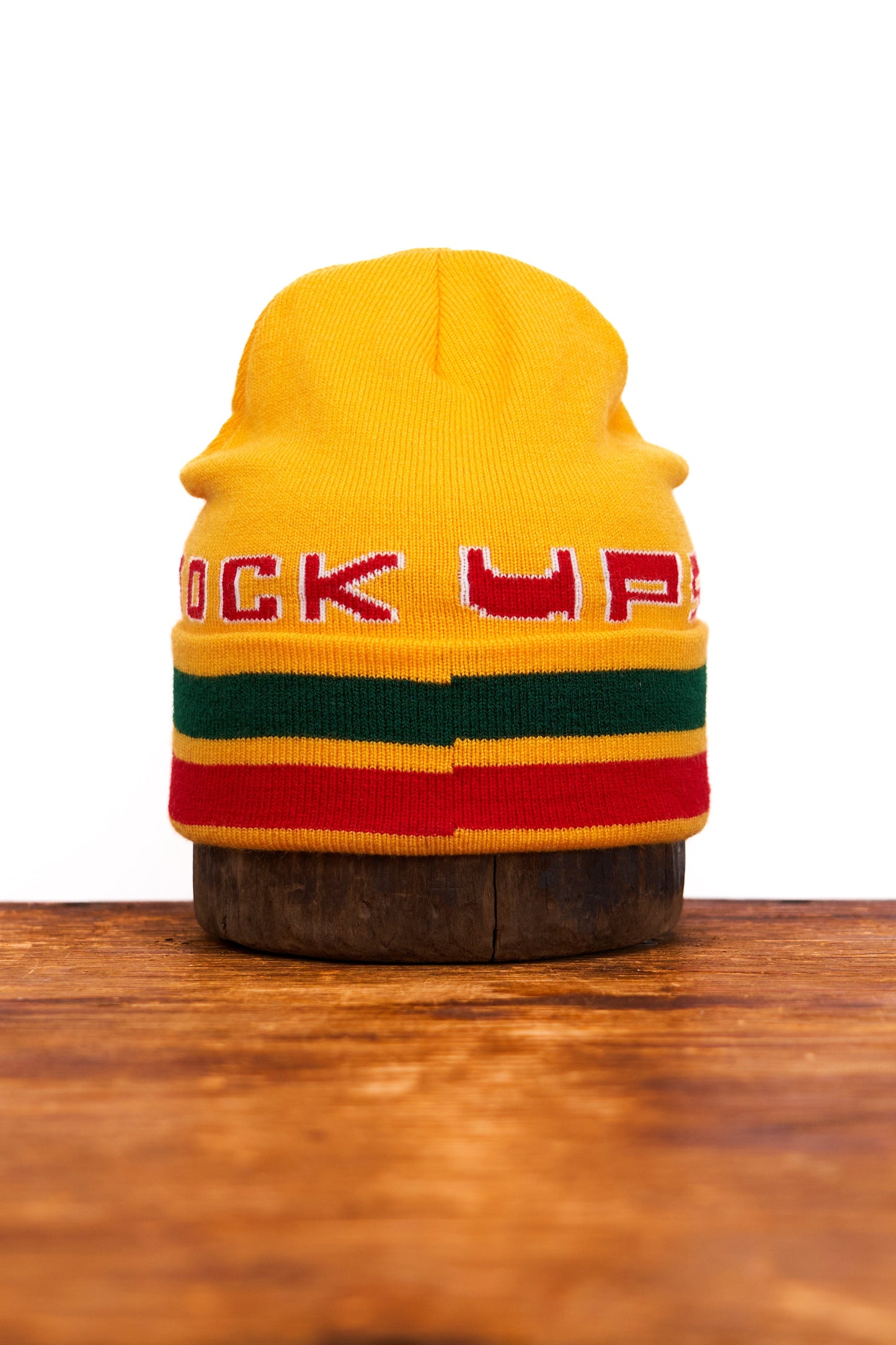 NEW Jacquard Embroidered Beanie - YELLOW LEAF