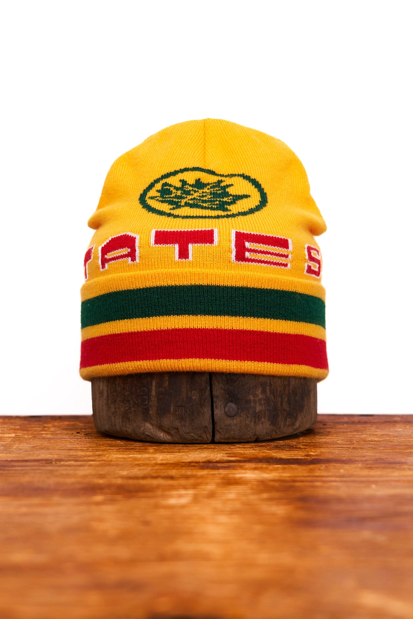 NEW Jacquard Embroidered Beanie - YELLOW LEAF
