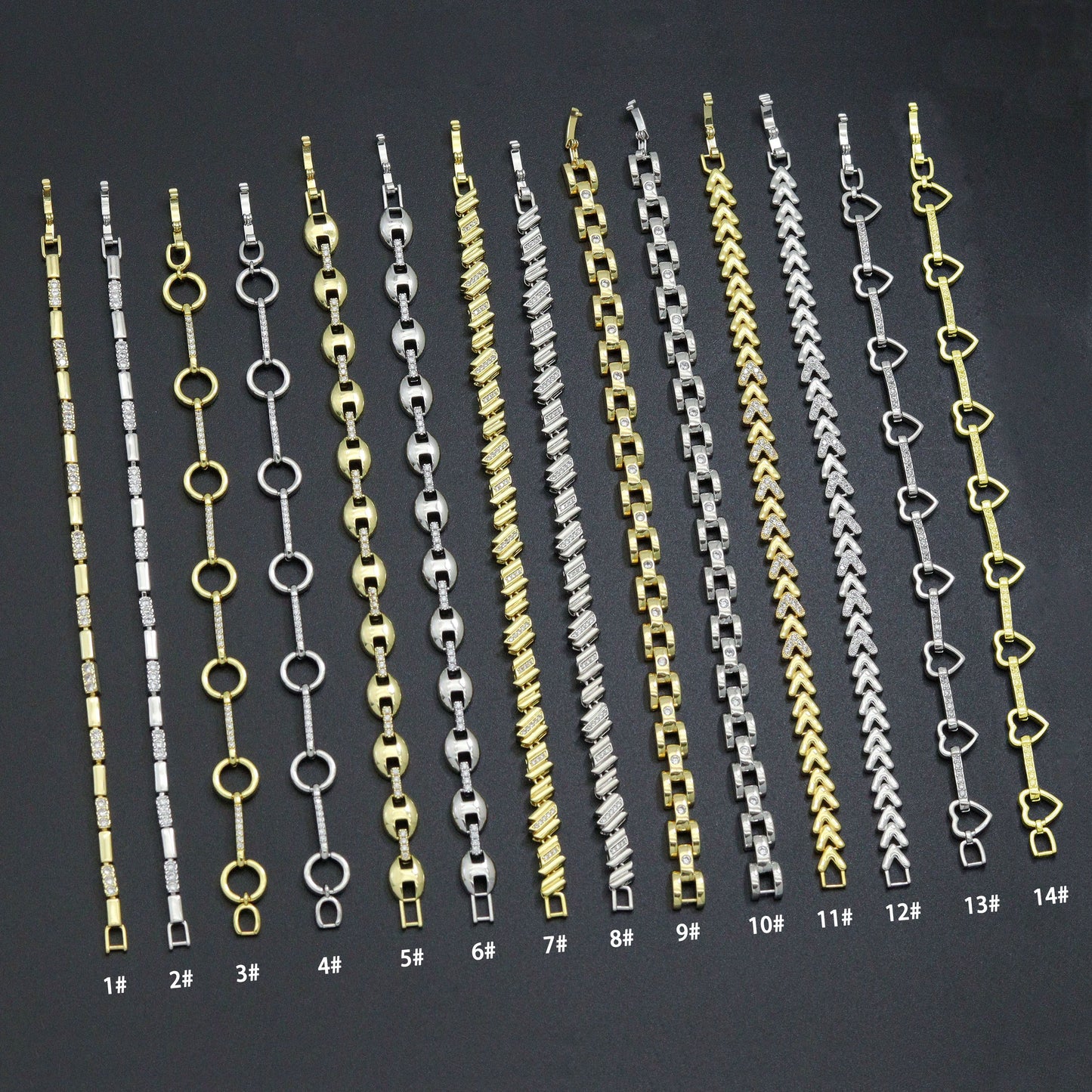 Elegant Link Bracelet Bracelet, Mixed Metal Chain bracelet collection, Sku#ZX235
