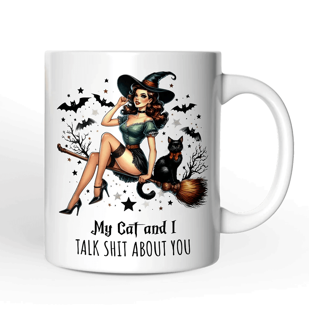 My Cat and I Gossip About You Halloween Gift Mug: Non-Customized