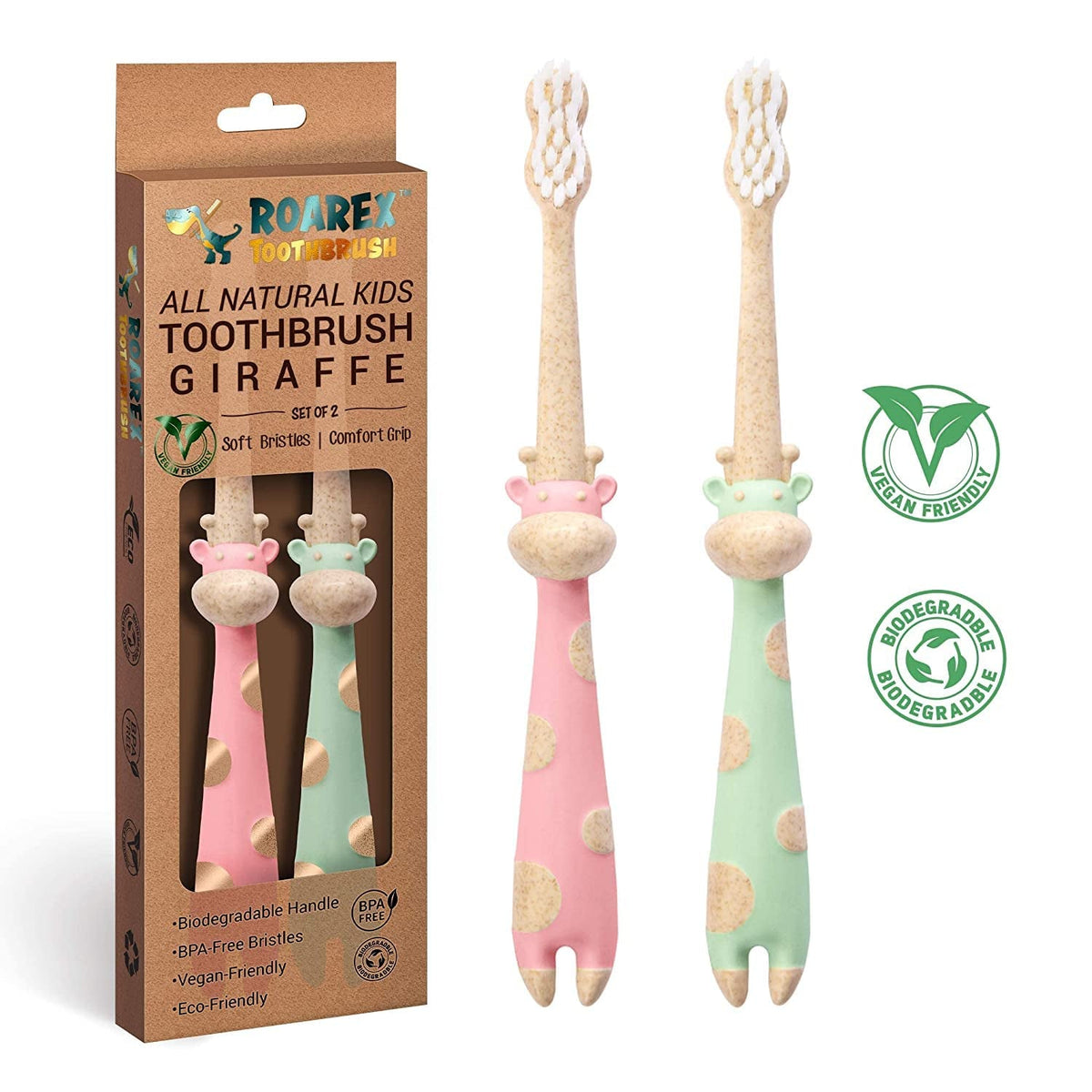 ROARex All-Natural Kids Toothbrush – Plant-Based, Eco-Friendly, and Fun to Use