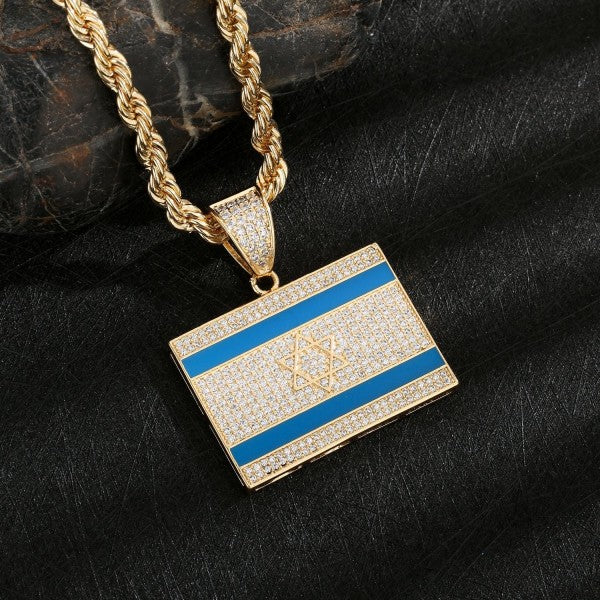 Israel Flag Gold/Crystal Necklace - Limited Editio