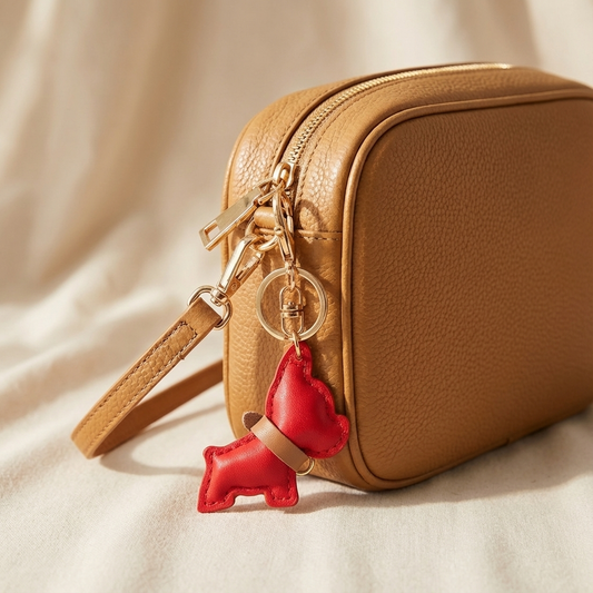 "Frenchie" Puffed Leather Keychain & Bag Charm
