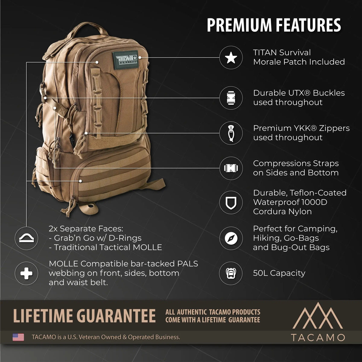 BC50 50L 72-Hour Tactical Backpack TITAN Survival