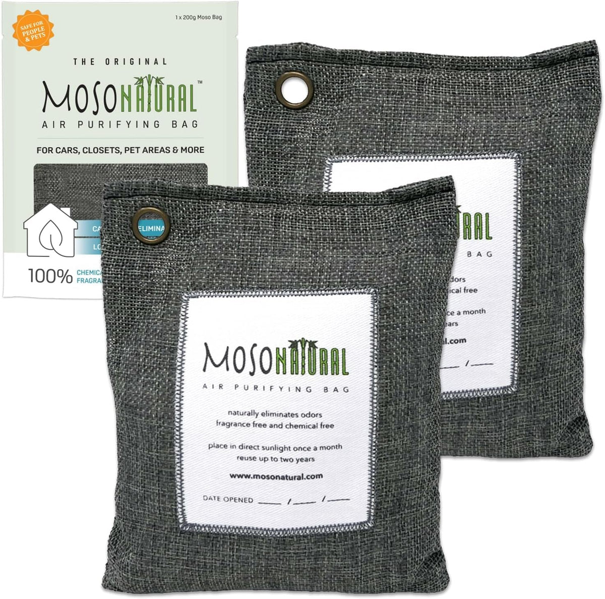 šæ Moso Natural Bamboo Charcoal Air Purifying Bag ā Odor Eliminator & Closet Deodorizer