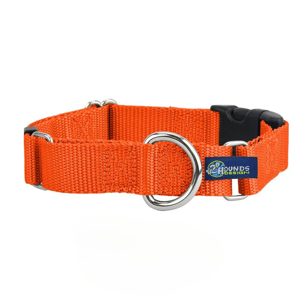 1″ Rust Nylon Buckle Martingale Dog Collar 2 Hounds Design
