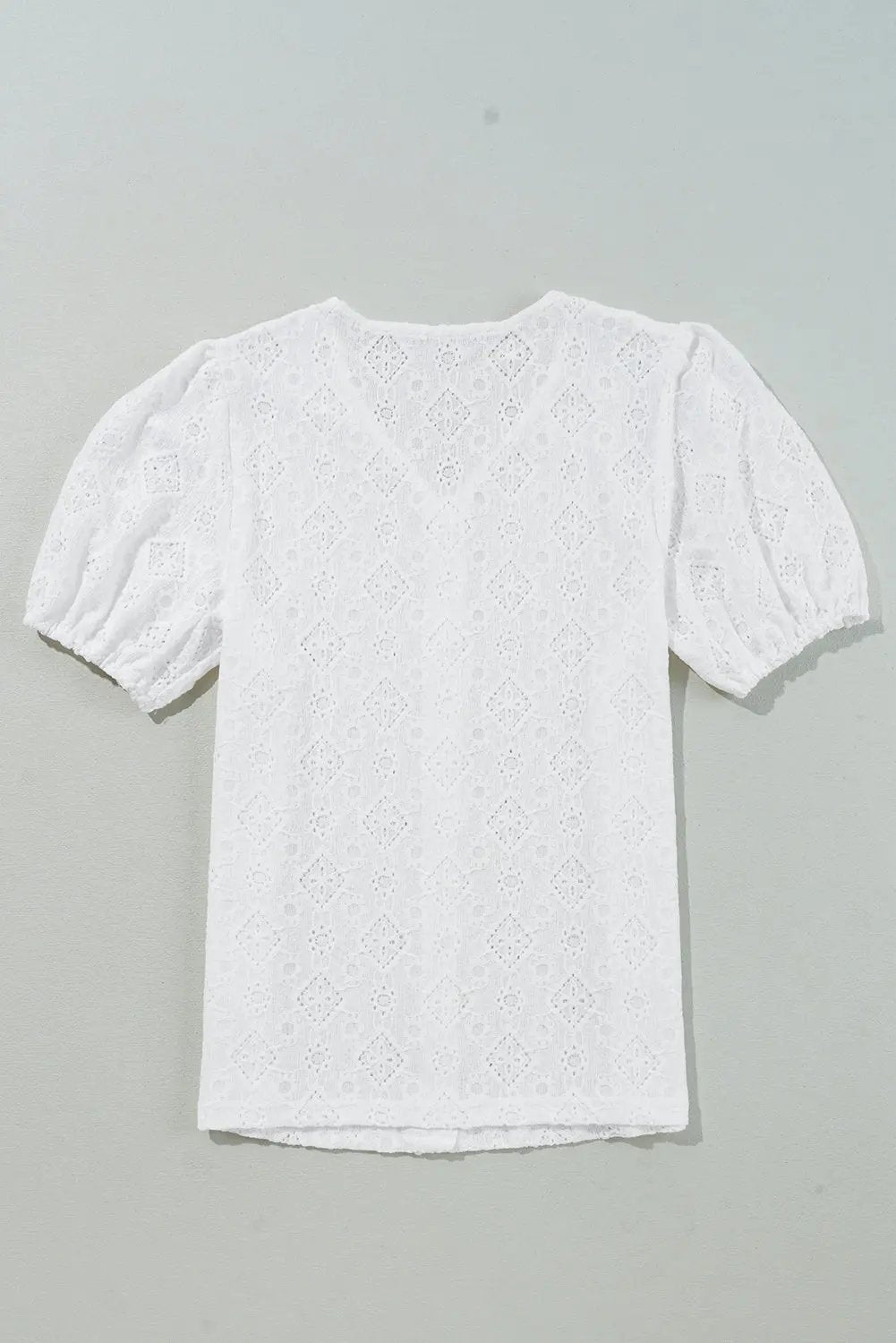 Women's Blouse Blouse - Lace Puff Sleeve Button Up - Bohemian Daily Top