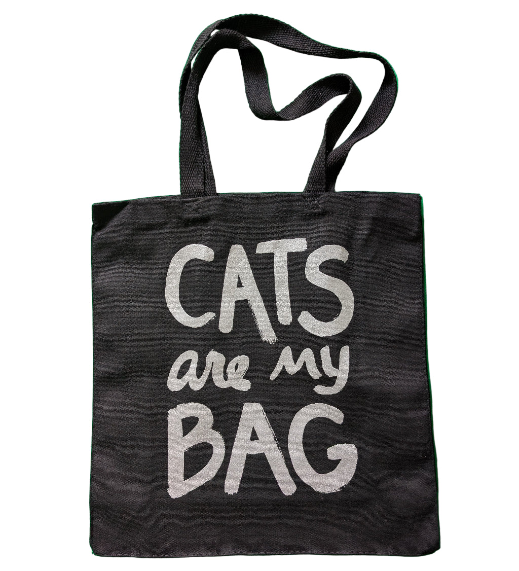 Cat Lover Tote Bag – Funny Cats Are My Bag with Metallic Silver Print