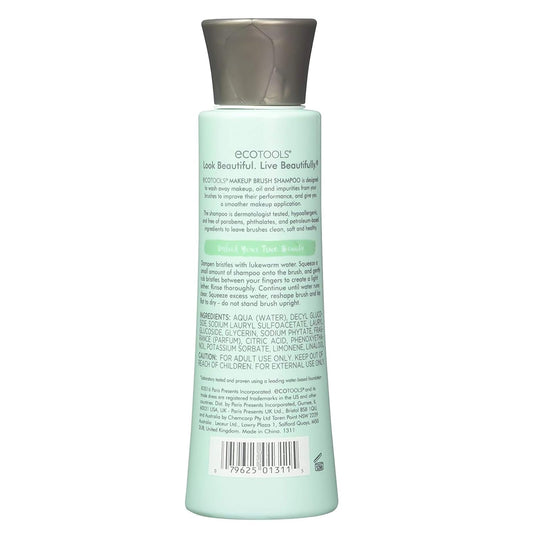 EcoTools Makeup Brush Shampoo – Gentle Plant-Based Cleaner for Makeup Brushes & Sponges | 2 Pack, 6 oz Bottles | Vegan, Hypoallergenic, Eco-Friendly