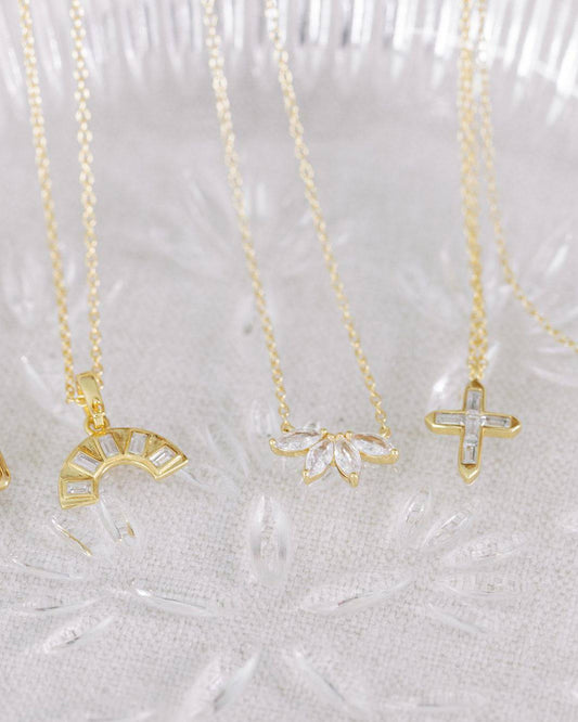 Gold Crystal Flower Necklace