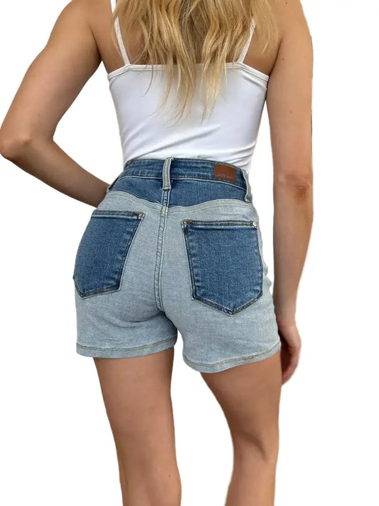 Judy Blue Full Size Color Block Denim Shorts