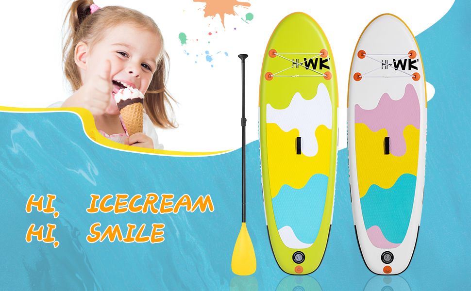inflatable paddle board 8' Kids Sup including sup paddle, paddleboard backpack, pump, leash