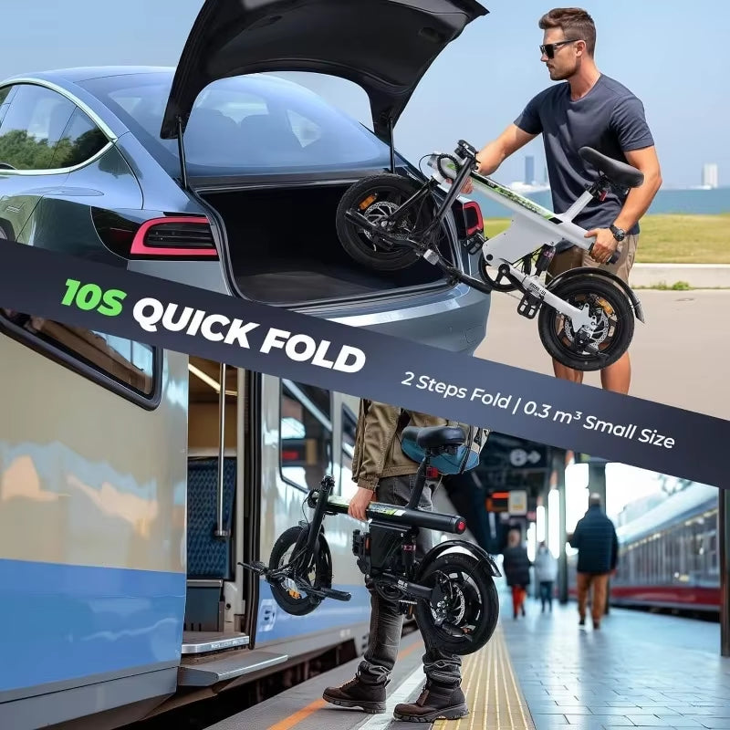 Authenticity Guarantee.Adult Electric Bike 500W Motor, 20 Mph Folding Electric Bike, 14 Inch Adult Electric Bikeusa