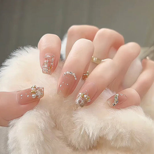 24-Piece Press On Nails Set – Fake Crystal Nails with Glue