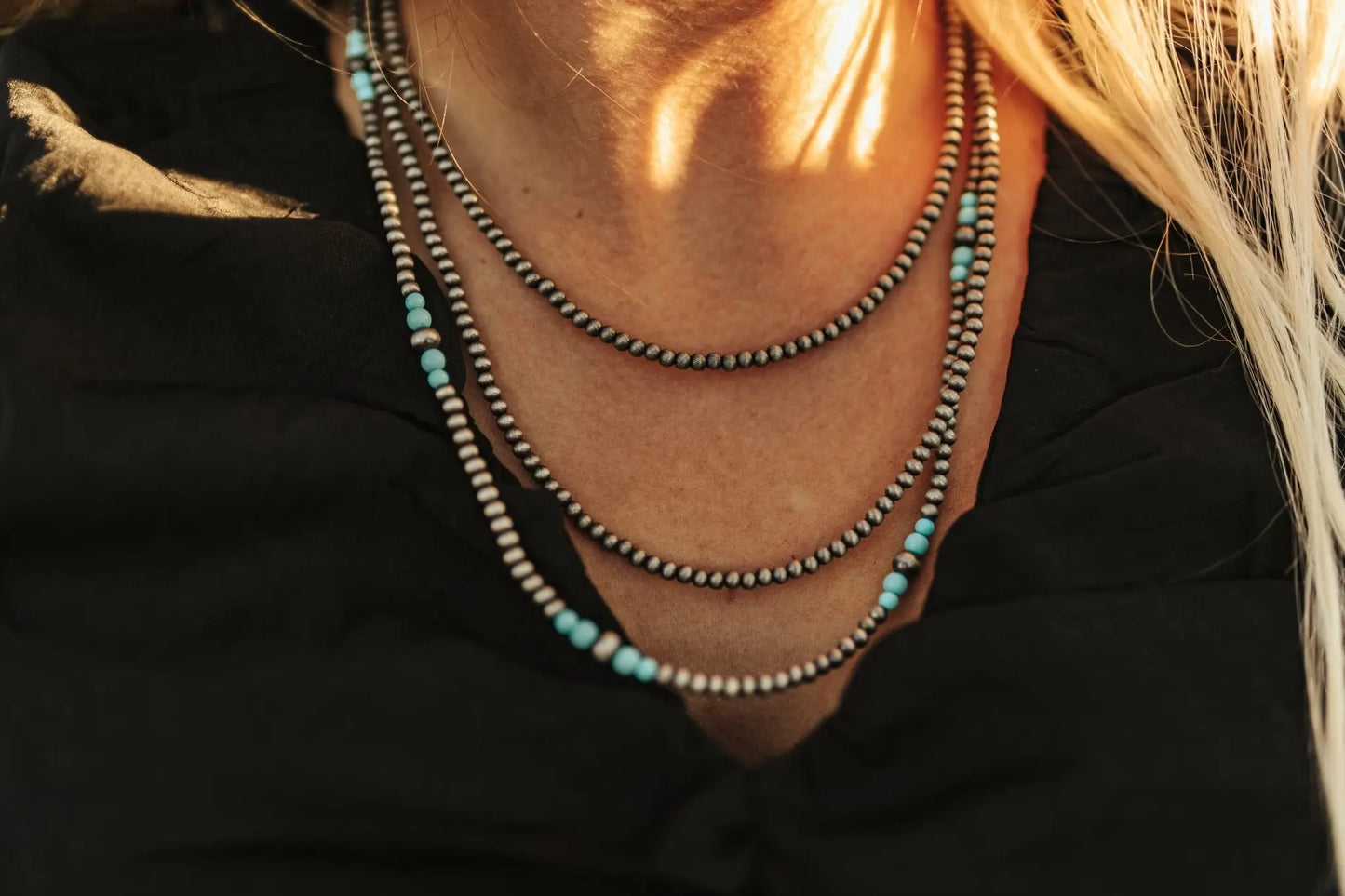 Faux Silver Pearl and Turquoise Layered Necklace Wild Junkie