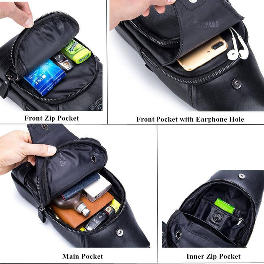 Men’s Leather Sling Bag – Secure Anti-Theft Classic Everyday