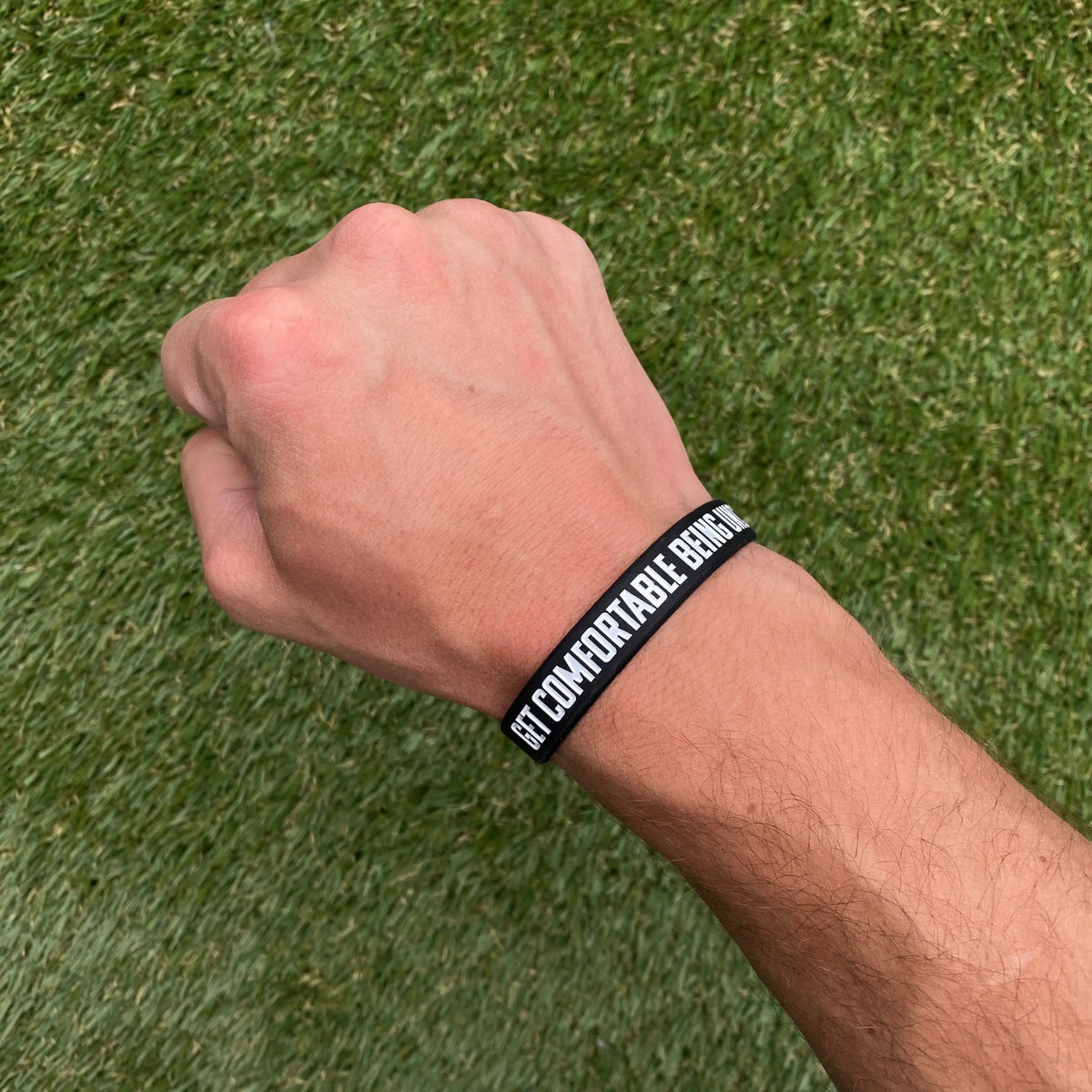 GET COMFORTABLE BEING UNCOMFORTABLE Wristband Elite Athletic Gear