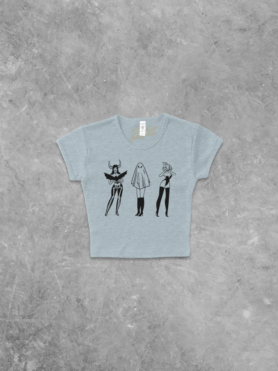 Underground Original Design: Three Ghoulish Girls, Halloween Micro-Ribbed Baby Tee