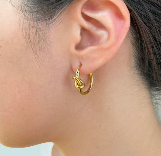 HARPER GOLD KNOT HOOP EARRINGS