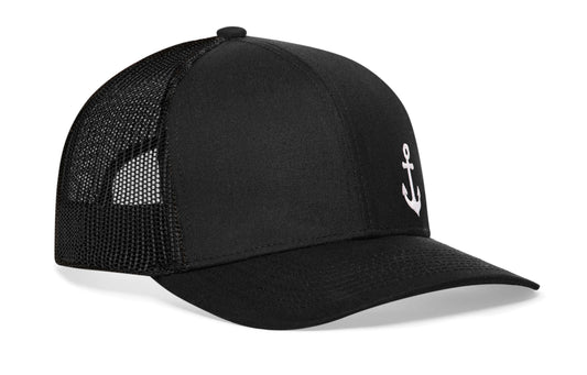 Anchor Trucker Hat | Black Boating Snapback