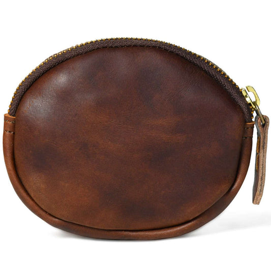 Handmade Leather Coin Purse - Compact & Durable Zipper Pouch