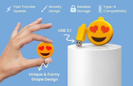 Heart Eyes Emoji USB Flash Drive - USB 3.1