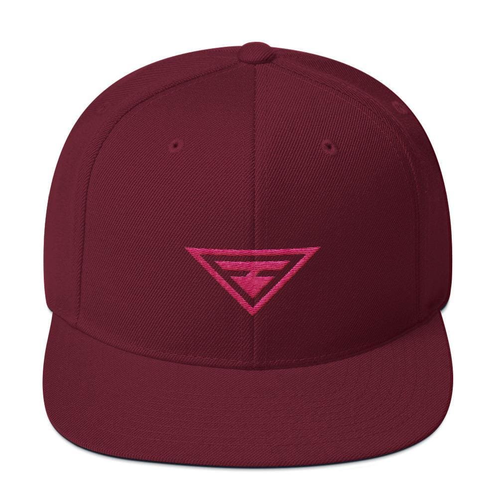 Hero Snapback Hat with Flat Brim Embroidered in Pink Thread