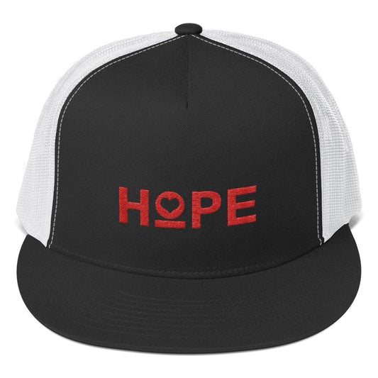 Hope 5-Panel Embroidered Snapback Trucker Hat (Red)