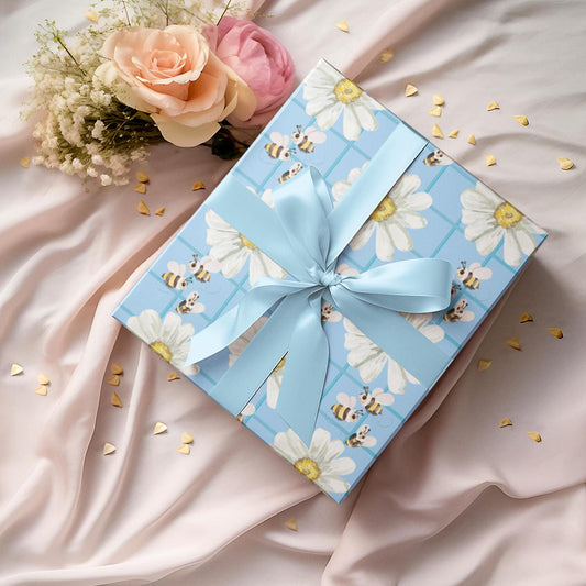 Bumblebees and Daisies Wrapping Paper