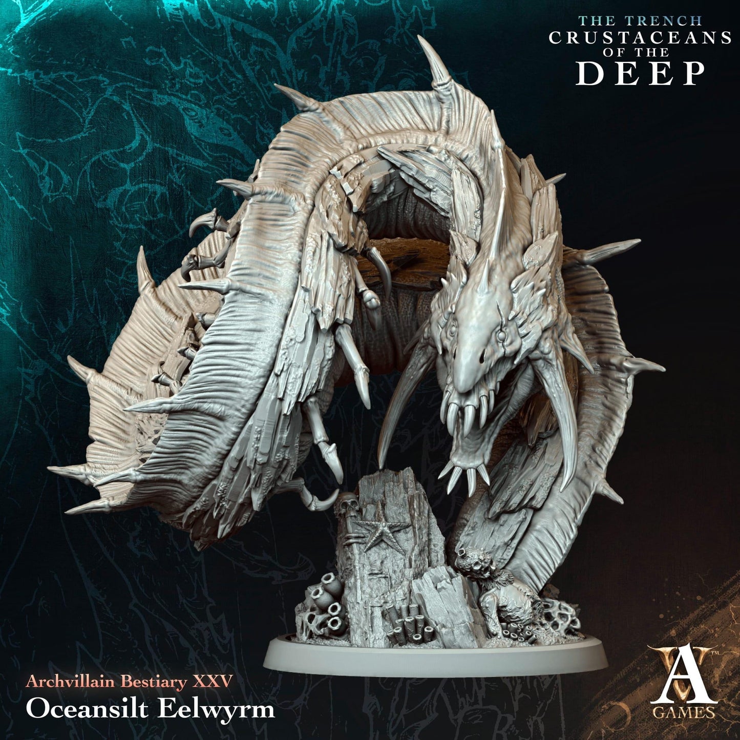 3D Printed Oceansily Eelwyrm by Archvillain Games