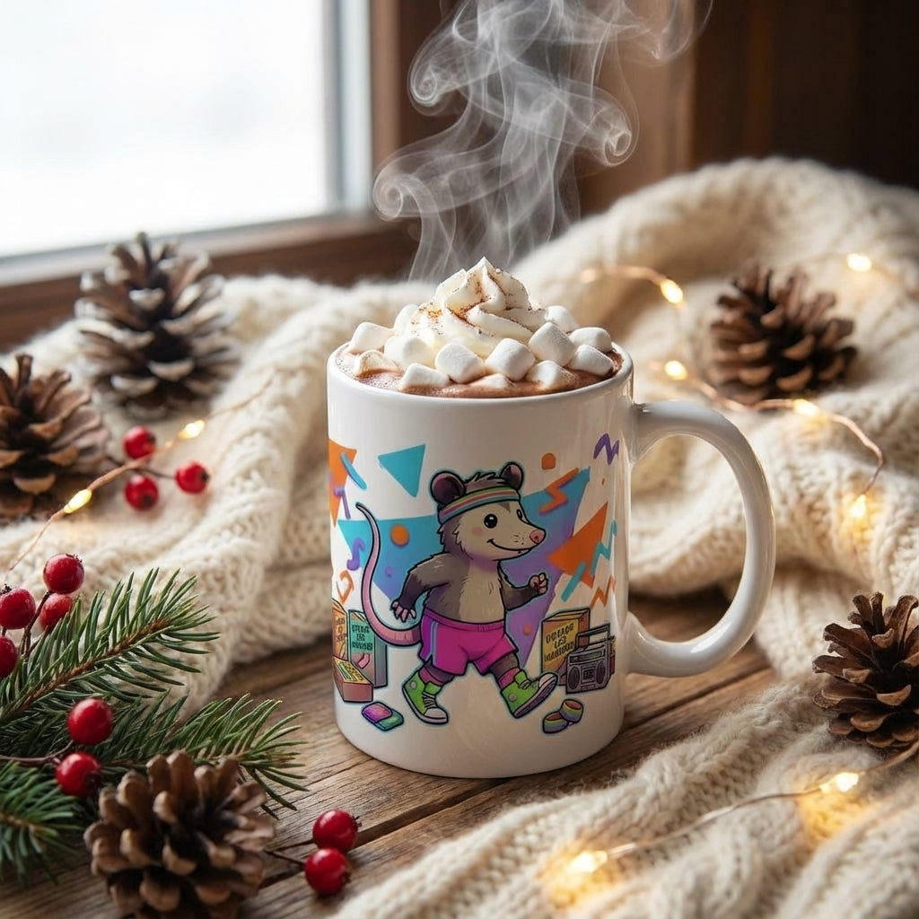 Neon Aerobics Possums - Step Touch Superstar - 15oz Mug