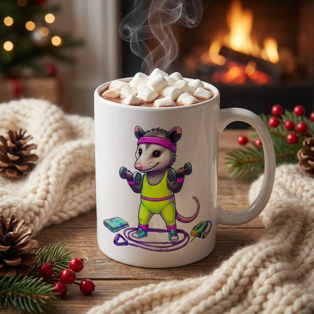 Neon Aerobics Possums - Sweatband Swagger - 15oz Mug