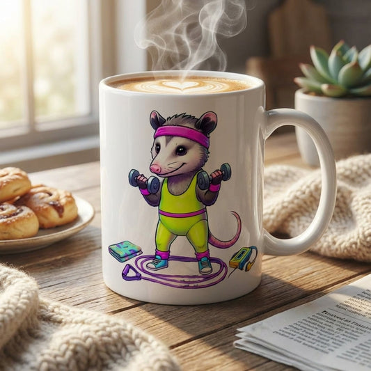 Neon Aerobics Possums - Sweatband Swagger - 15oz Mug
