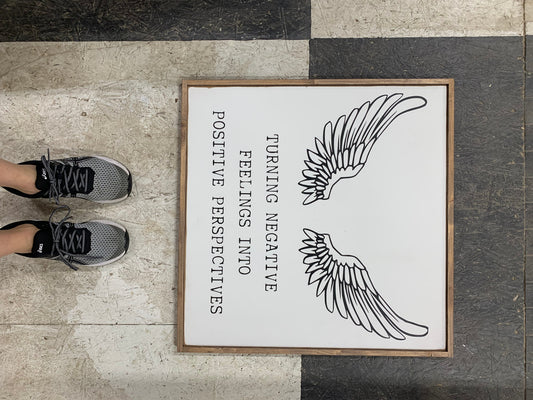 Wings turning negative wood sign/ Christian sign / Christian Gift / framed wood sign / farmhouse sign modern decor