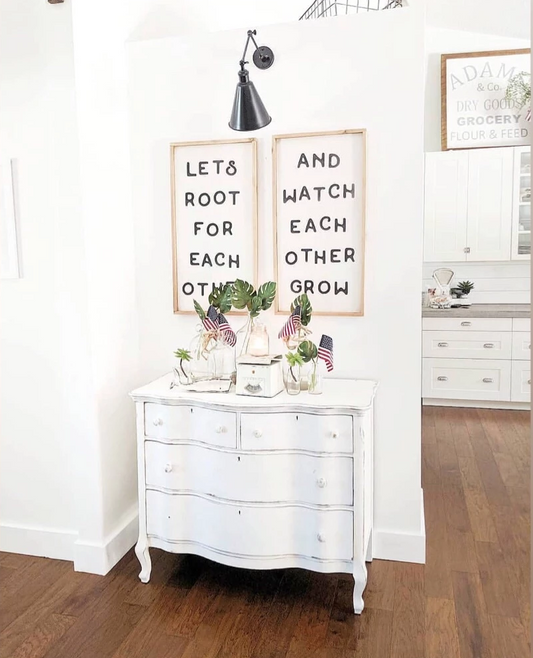 Home decor / wall hanging / signs / large wall art / Lets root for eachother and watch eachother grow collection Framed wood signs
