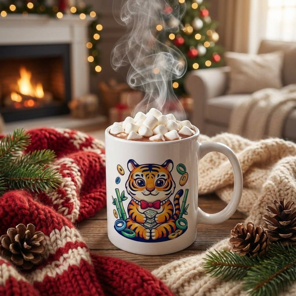 Mahjong Night Tigers - Lucky Eight Tiger - 15oz Mug